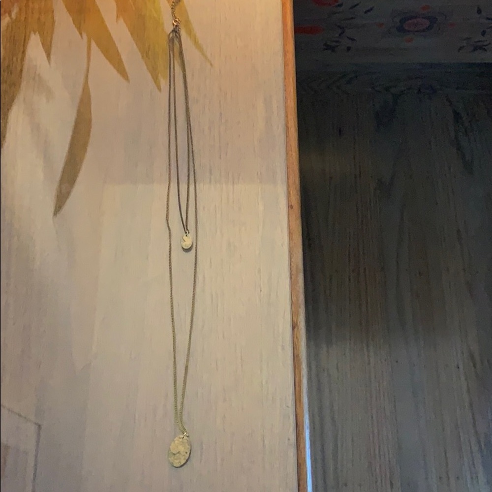 Long layered/two tiered oval off gold necklace